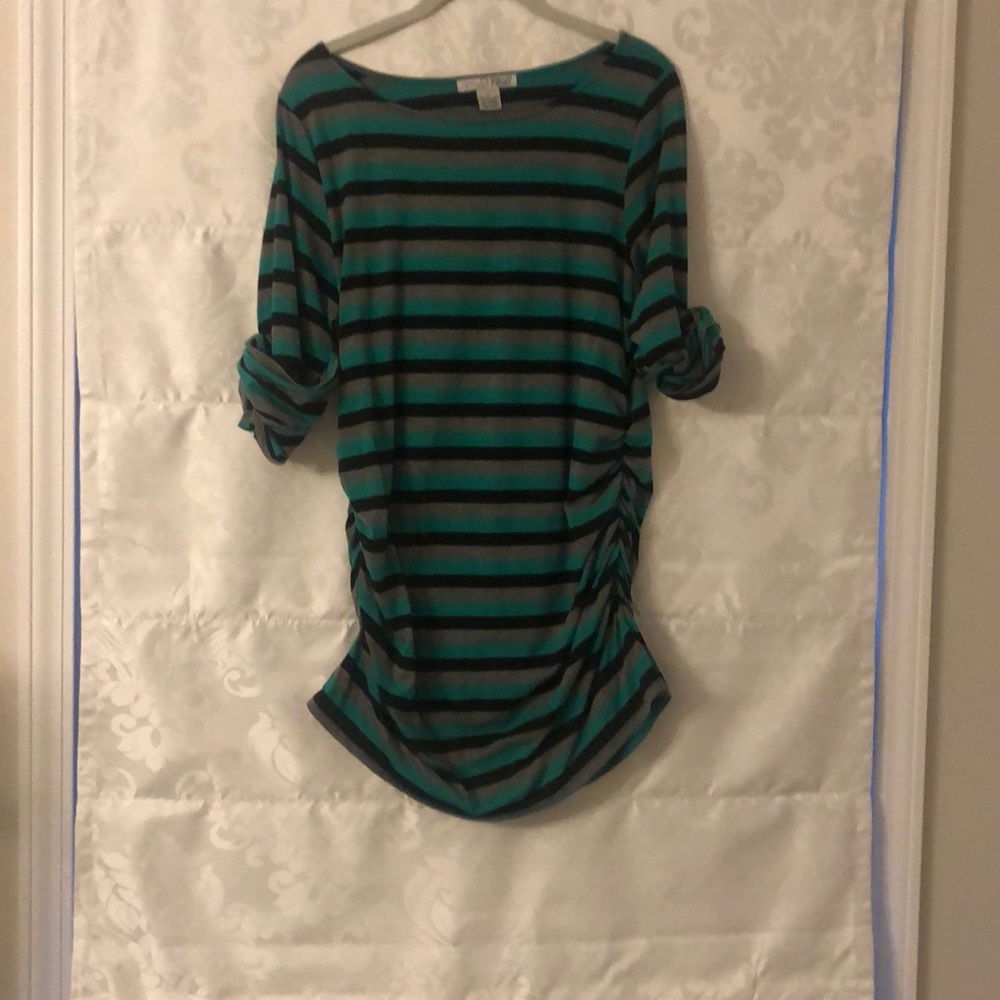 Striped knit top with  ruched sides
